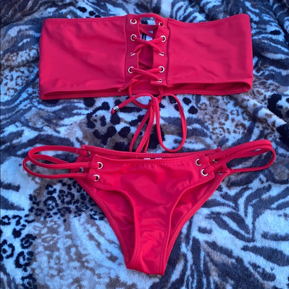 Fashion Nova Red Bandeau Bikini